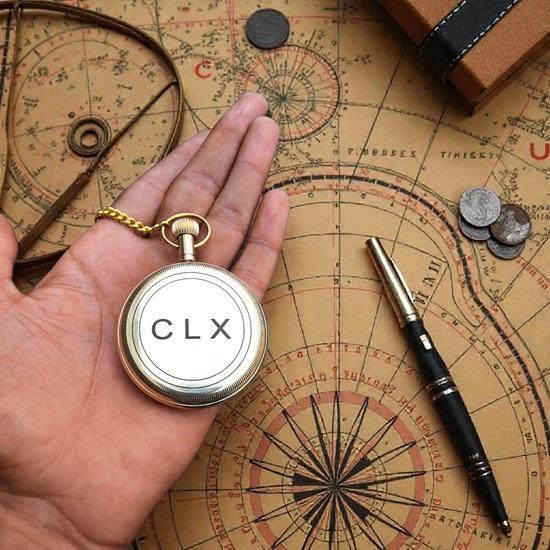 Brass Compass Pocket Watch – Nautical Steampunk Pendant Home Decor Birthday Gift