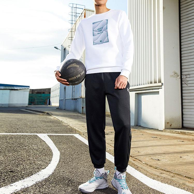 Anta Basketball Series Casual Long Sleeve Pullover Sweatshirt Men Sweatshirt Pure-White 152211717-1