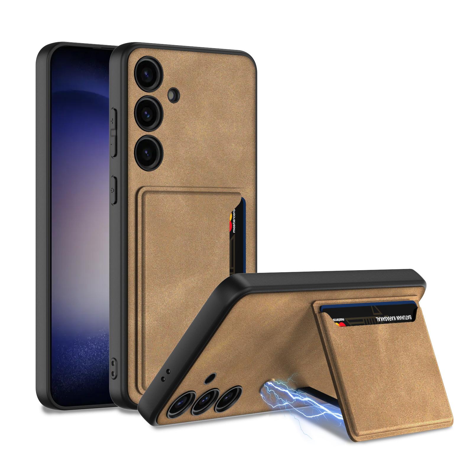 

Applicable To Card Samsung S24Ultra Mobile Phone Case Matte Pickup Bag S24plus Leather Case Hard Case New Model SM-S24Ultra