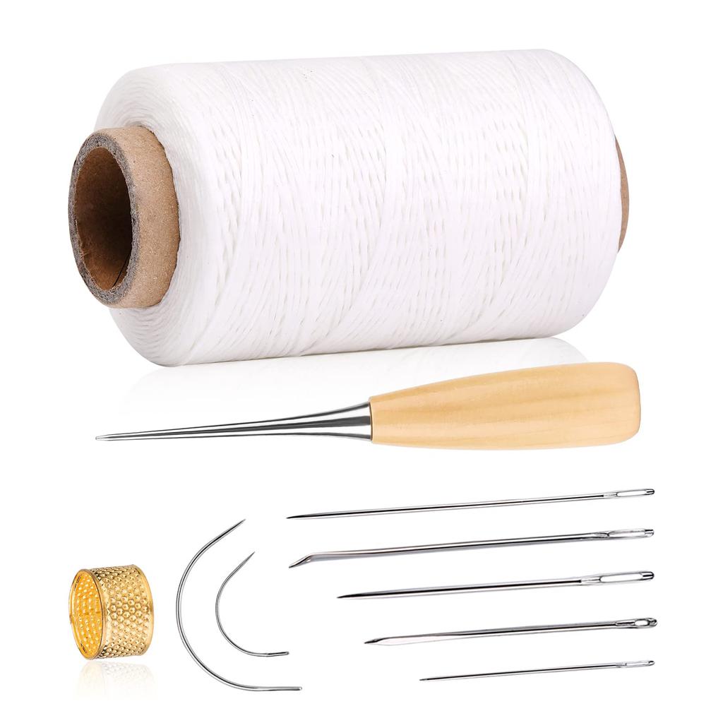 Fenrry 273 Yards Leather Waxed Thread Sewing Kit  Awl Thimble Leather Sewing Upholstery Repair Kit for Leather Carpet Sofa Seat