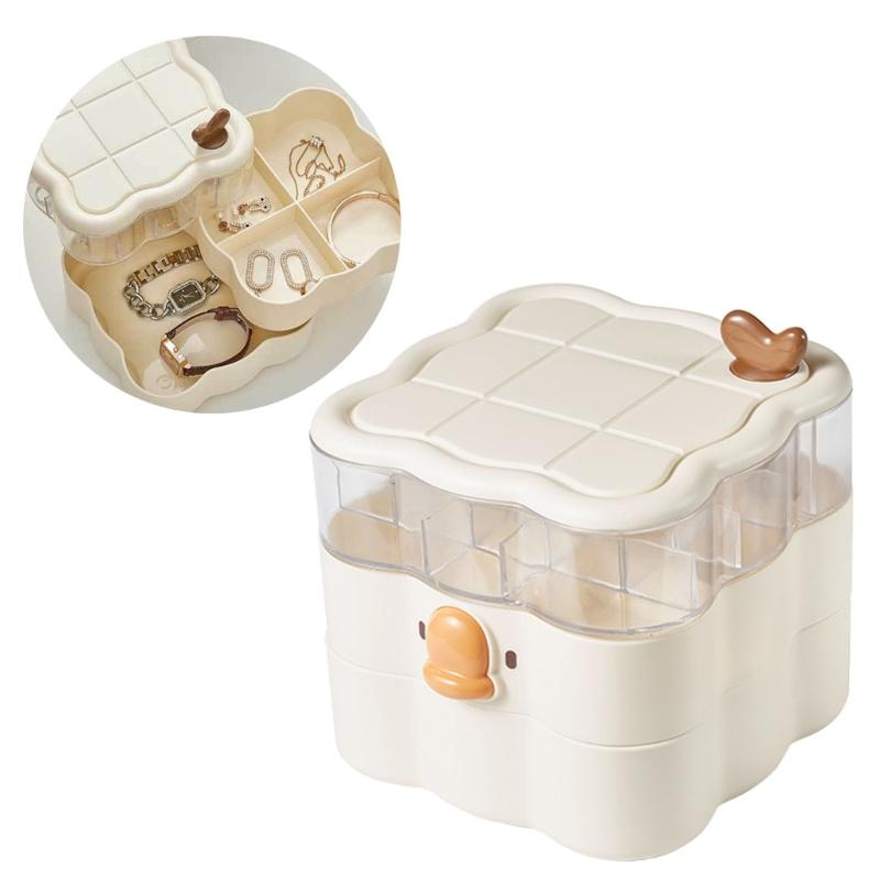 Rotating Multi Layer Jewelry Box for Accessories Space Saving Earrings Rings Holder Desktop Cosmetics Storage Container