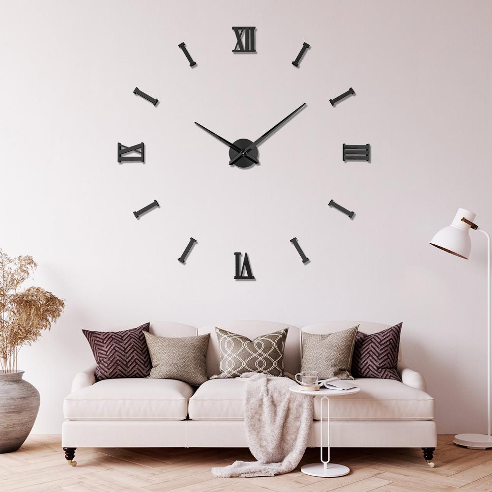 City Art Unique Nordic Luxury Acrylic Sticker Silver Big DIY 3D Home Decoration Modern Wall Clocks Wall Horloge Reloj Pared