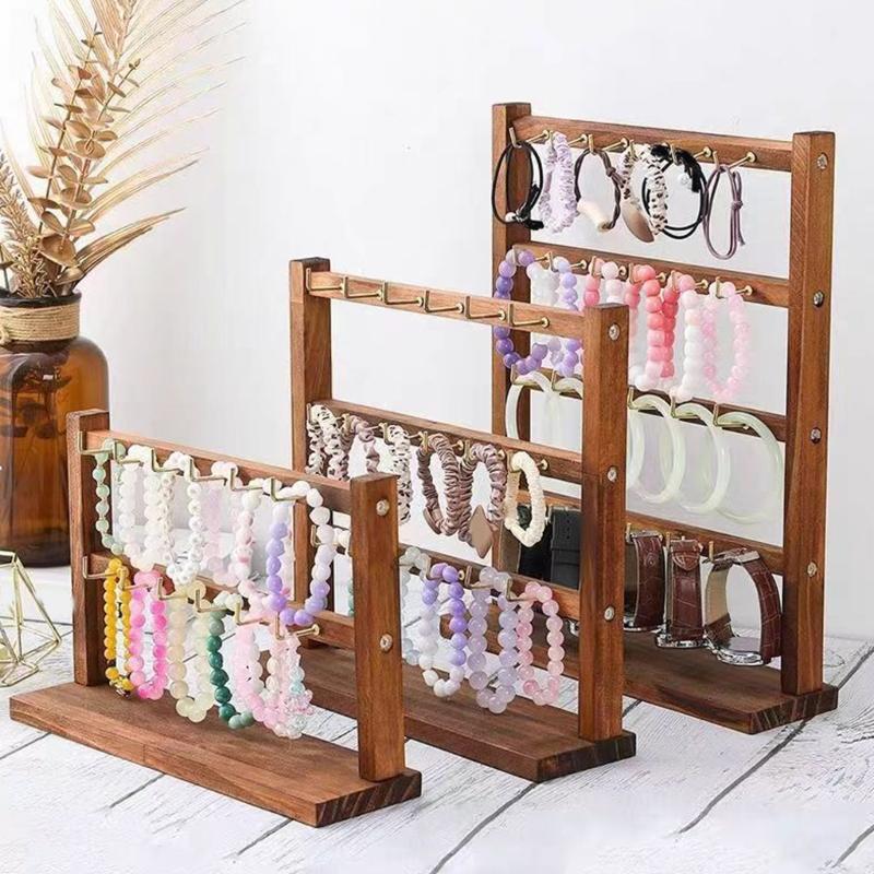 Wooden Jewelry Display Stand For Earrings Necklaces Keychains And Pendants With Natural Finish For Home Or Store Presentation