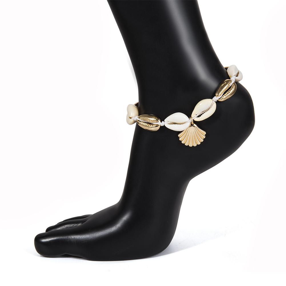 Women Simple Alloy Handmade Foot Chain National Style Adjustable Shell Design Anklet