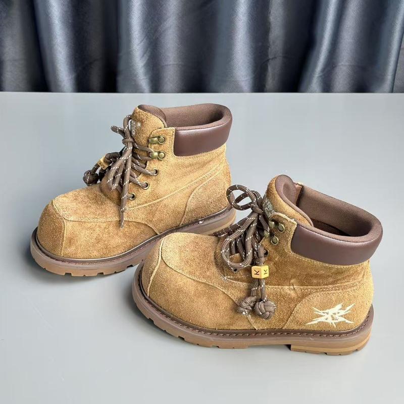 Tooling Short Boots Women's Autumn New Thick-soled Lace-up Martin Boots Versatile Big Yellow Boots