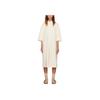 FW22 Off White Kurzarm Midi Kleid Damenkleider Eierschale FOG-FW22-081