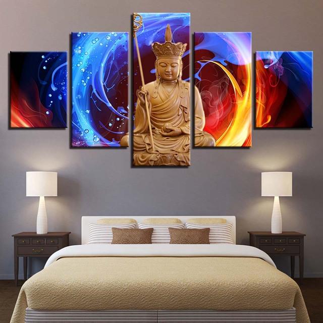 Obraz na płótnie wydruki hd Home Decor 5 sztuk budda Wall Art nowe klasyki modułowy obraz na nocny plakat z grafiką w tle