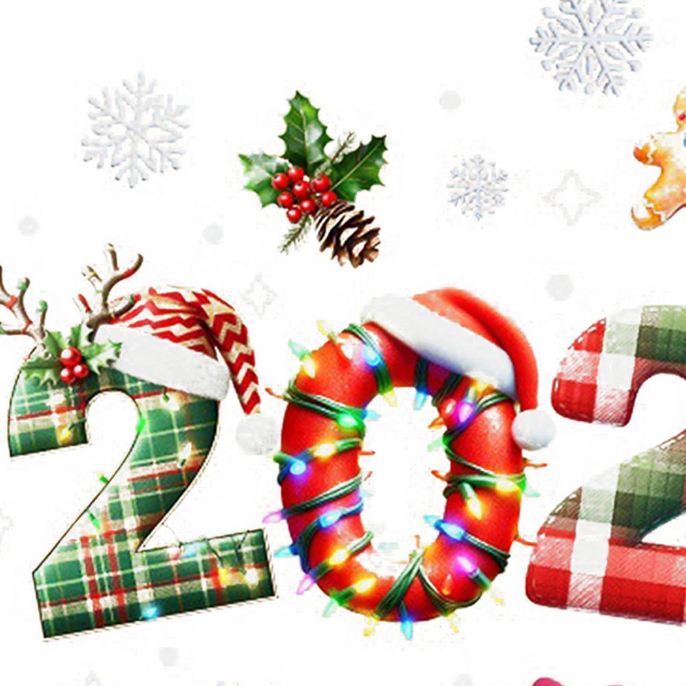 Weihnachtsglasaufkleber Krücke Schneemann Baum Süßigkeiten Hut Glocke Design Wasserdicht PVC Fenster Tür Spiegel Aufkleber