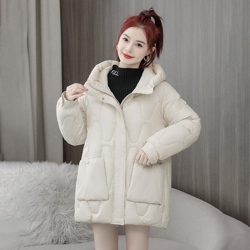 Winter Women's Clothing New Medium and Long Hooded Down Cotton-padded Clothes Thickened and Warm Small Cotton-padded Jackets Trendy