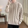 Herbst- und Winter Zopfmuster Pullover Herren Herbst- und Winter Innen mit Rundhals Unterziehstrickpullover Herren Langarm Faden