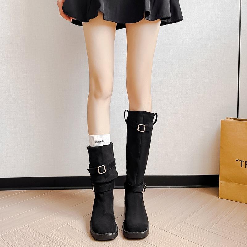 Wildleder Skinny Stiefel Lange Stiefel Aber Kniestiefel Kinder Herbst und Winter Neu Merad Westernwind Skinny Elastische Stacking Stiefel