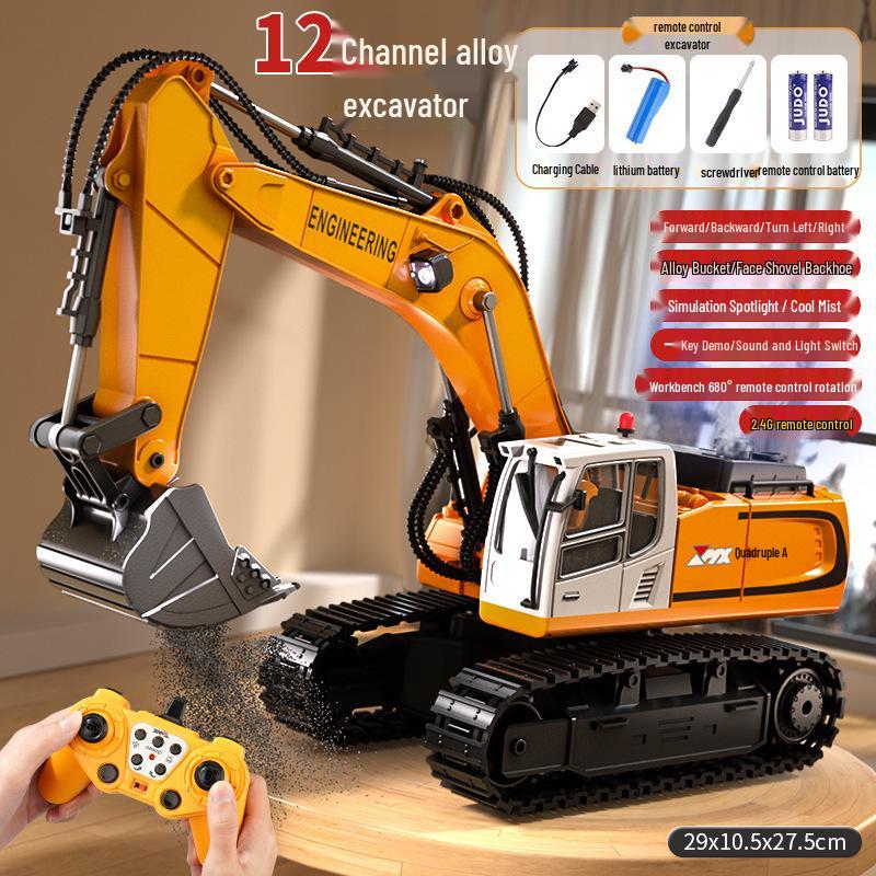 Large Remote Control Alloy Excavator Toy for Kids