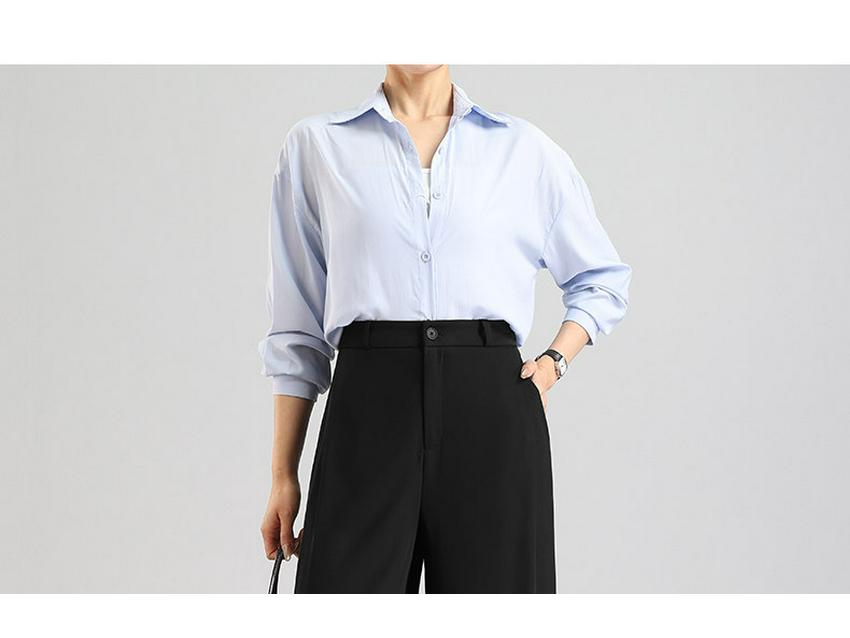 Tall Women's Black Drape Casual Wide-Leg Trousers - Spring/Autumn 2026
