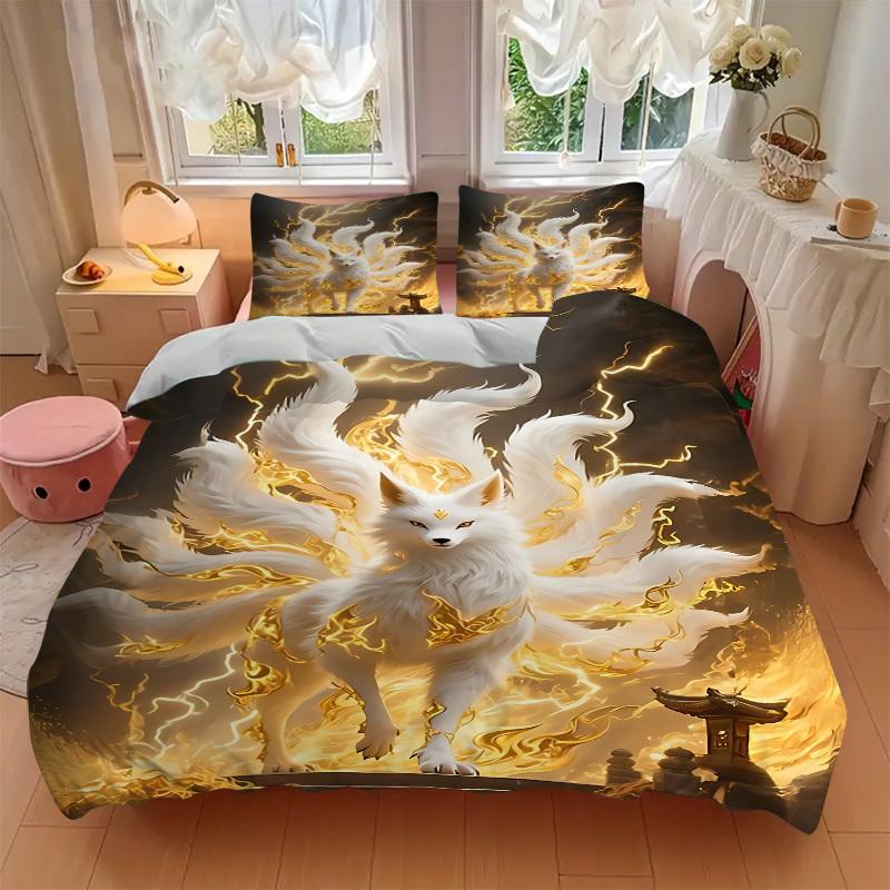 3pcs Mythical Fox Duvet Cover Set, Cover For Bedroom Guest Room (1 Duvet Cover + 2 Pillowcase, Without Quilt), yy250922218
