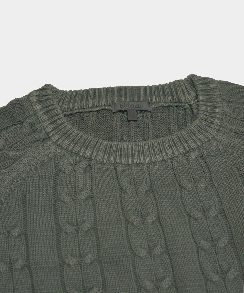 BIRBANTE Garment-Dyed Washable Cable Knit - Ash Khaki