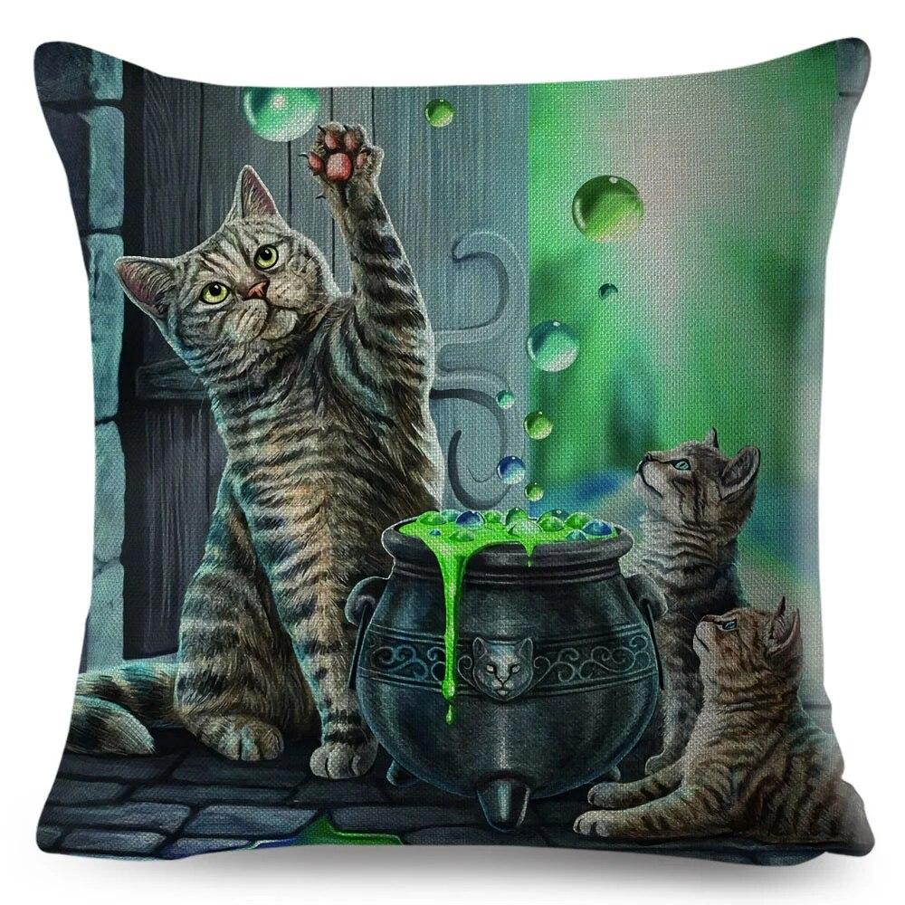 Pet Cartoon Animal Pillowcase Cute Watercolor Cat Cushion Cover Decor Sofa Home Car Children's Room Pillowcase