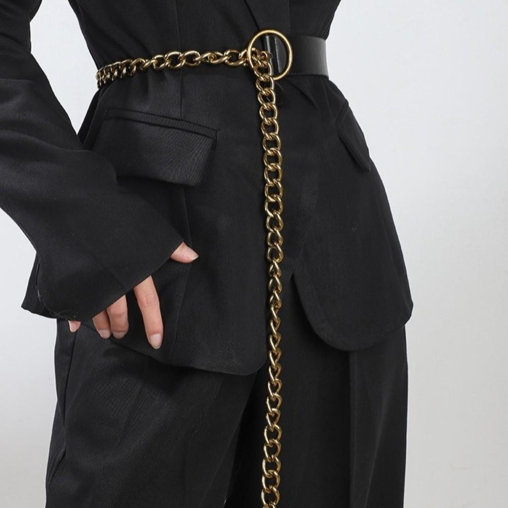Slim Side Thin Waist Chain Adjustable Dress Chain Simple PU Leather Belt  Waist Accessories