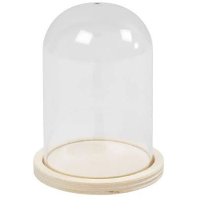 Glocke - 9,5 x 6 cm - Holzsockel - Transparent