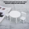 1:12 Miniature Wooden White Dining Table and Two Chairs Kitchen Furniture Set Dollhouse