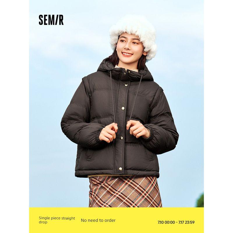 

Расслабленный пуховик | Тот же стиль, что и пуховик Mall Senma, женский жилет свободного кроя, поступление 2024, зимнее водонепроницаемое пальто-пуховик Black (gray duck down) 90001 155/80A/S