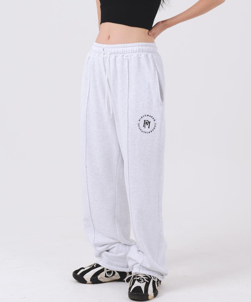 PEACE MAKER Stitch Circle Logo Sweat Pants (White Melange)