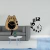 Cat Silent Wall Clock Ornament with Creative 3D DIY Arabic Numbers for Stylish Kitchen Office Home