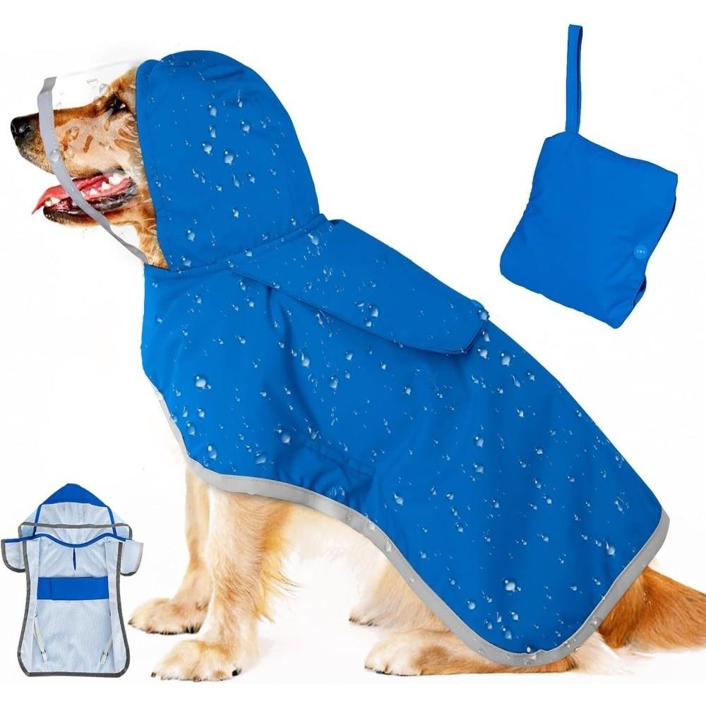 Reflective Strip Dog Rain Cloak High Visibility Pet Rain Jacket  Labrador Retriever XS Back 10.1in темно-синий