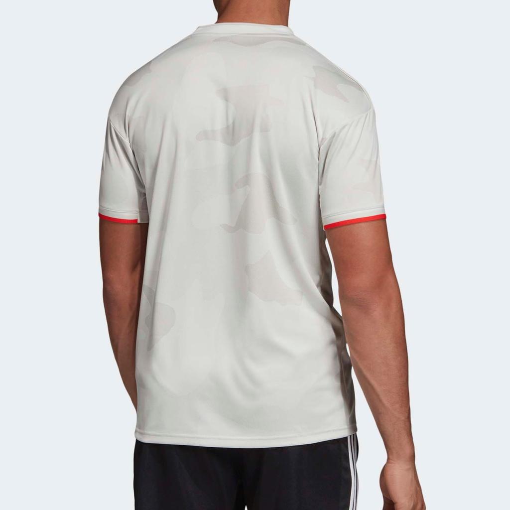 Adidas V-Neck Letter Print Short Sleeve T-Shirt Men Tops Gray DW5461