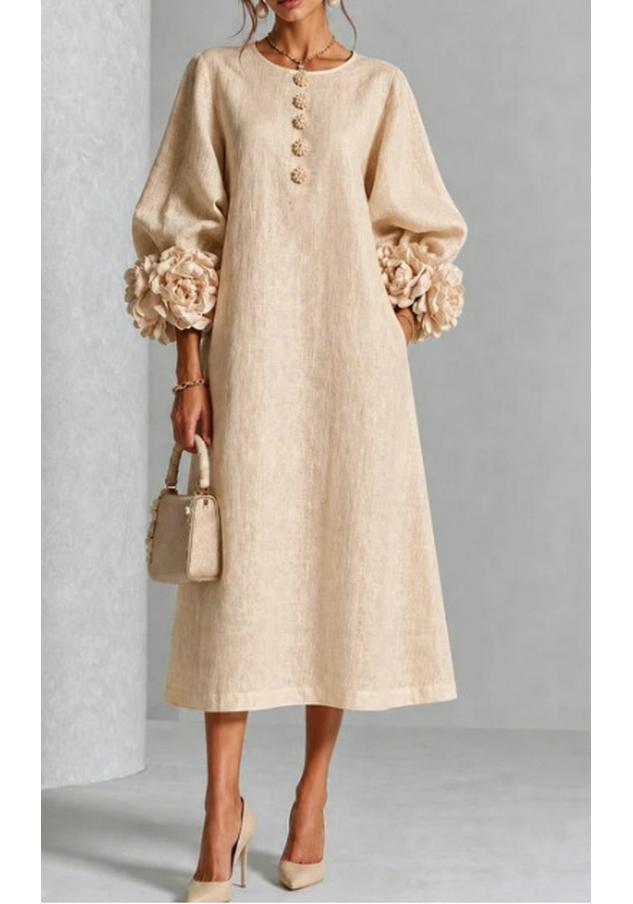 Abito Midi Floreale 3D a Girocollo Autunno 2026 da Donna