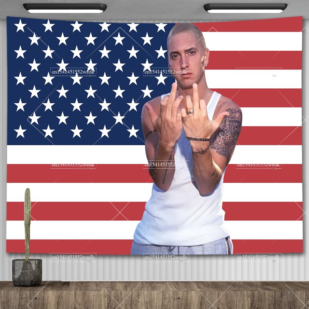 Amerikanischer Rap-Gott Hip-Hop-Musikflagge Eminem Wandteppiche Wandbehang Meme-Wandteppich Kunst Ästhetische Raumdekoration Schlafzimmer-Wandbehänge