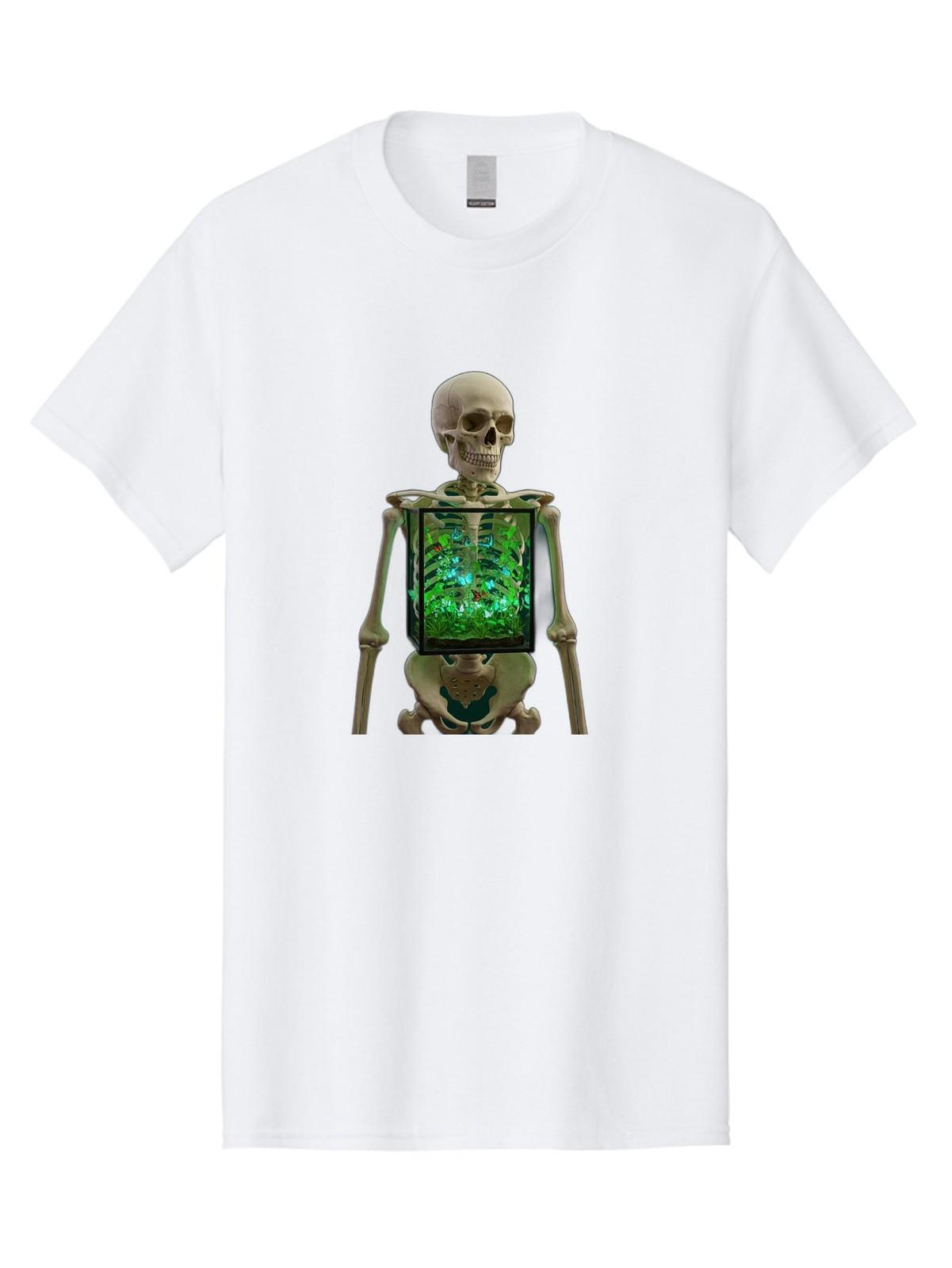Skeleton-With-Ecosystem Mens Graphic Tee, 100% Cotton, Casual Summer Wear S