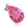 Lab Created Silver Pink Topaz 116.15 Ct CERTIFIED Pear Cut Gemstone Pendant AI-66-NS