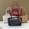 Plastic Hollow Weave Bag Countryside Style Bohemian Style Vegetable Basket Bag Vacation Style Large Capacity Beach Tote Bag