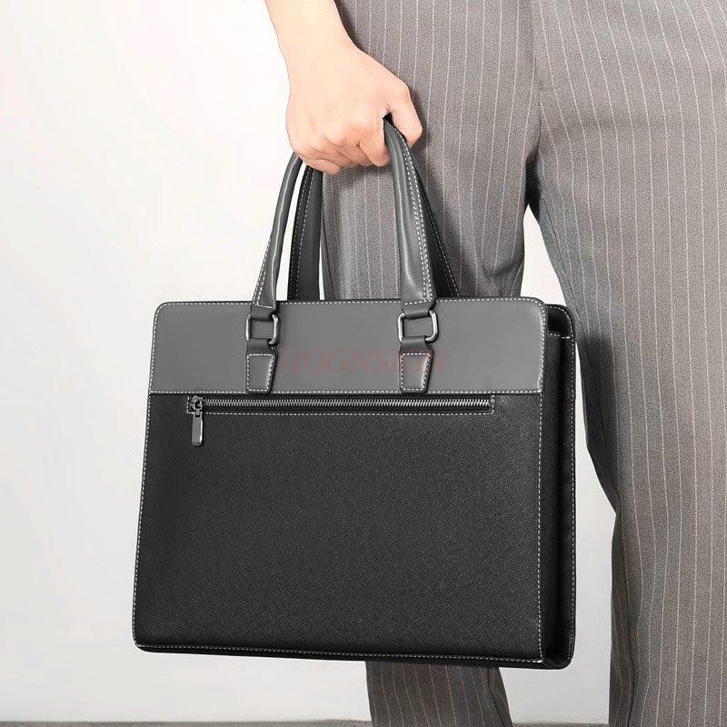 1pcs Briefcase file bag, men's handbag, commuting document bag, zip file bag, business civil servant unit conference bag
