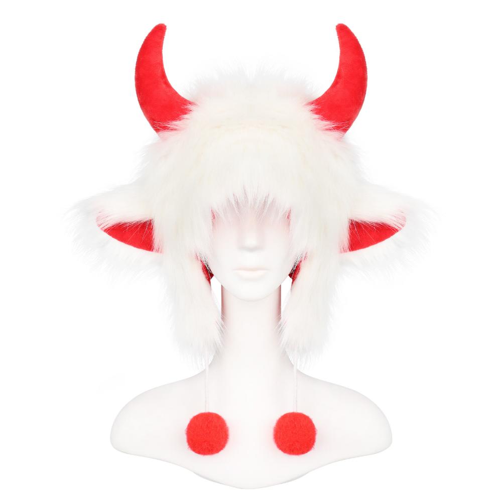 Winter Warm Hat Coral Fleece Halloween Party Hat Ear Hat Polar Fleece Bull Horn Cap For Halloween Party Womens Neck