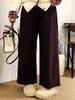 Plus Size Women's High-Waisted Retro Plaid Wide-Leg Cropped Pants NK1287