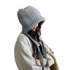 LumiSyne Bonnet en Maille Hivernale Laine Unie avec Oreillettes Réglables Tricot Vintage pour Temps Froid Casual Femme, Cordon, Bonnet Double Usage, Sac, Cagoule,