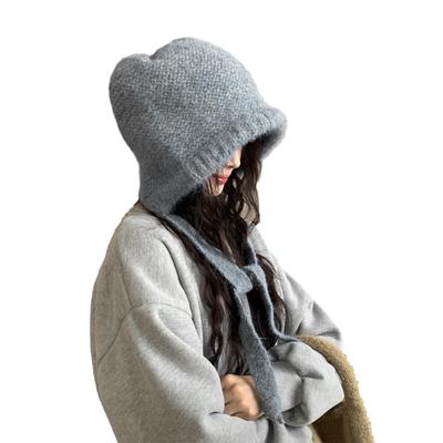 LumiSyne Winter Knit Solid Wool Knit with Adjustable Ear Flap Knit Vintage Cold Weather Casual Women's Hat, Cord, Dual-Use Hat, Bag, Balaclava,
