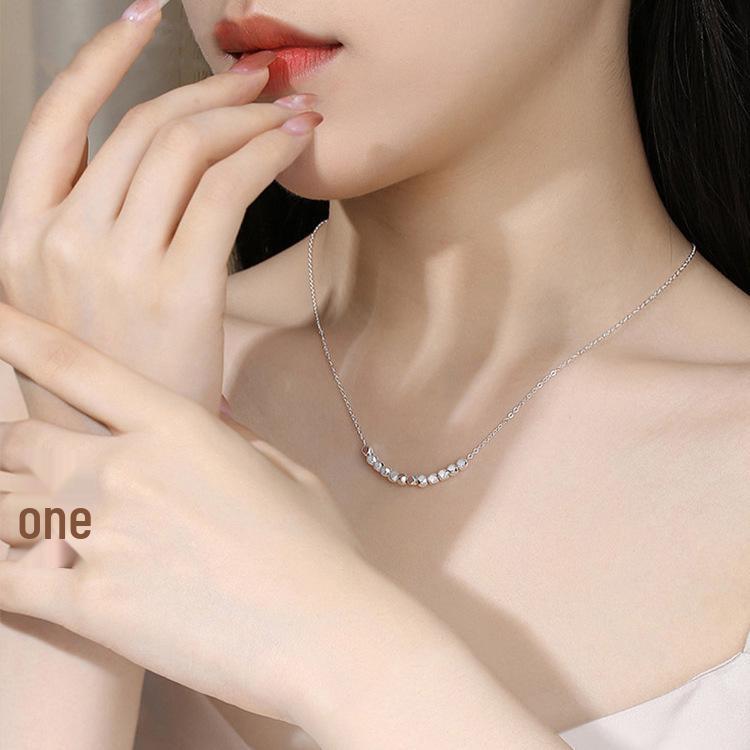 S925 Sterling Silver Geometric Square Necklace - Luxe Korean Style for Women 925 Silver