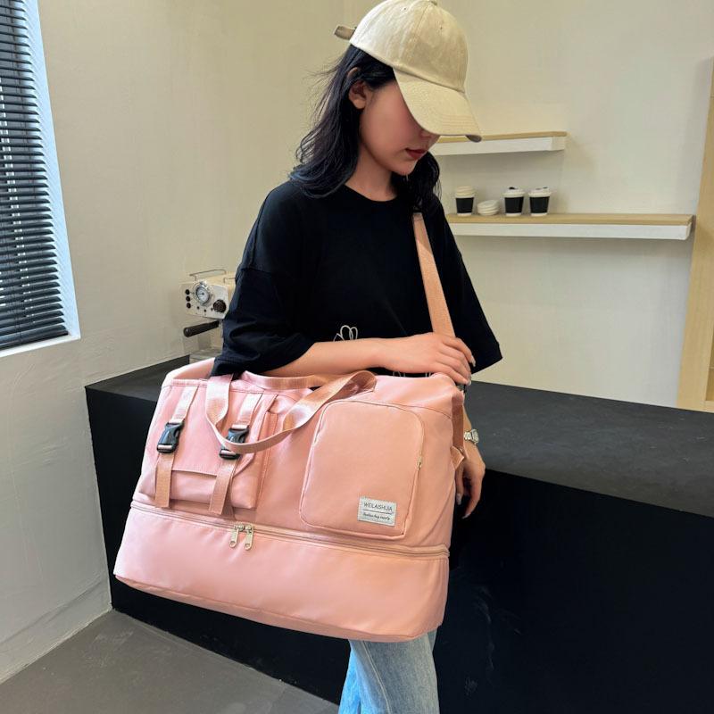 Women's Dry and Wet Separation Sports Gym Bag with Shoes Silo Large Capacity Travel Bag with Travel Bag Can Be Used for Pulling Rod