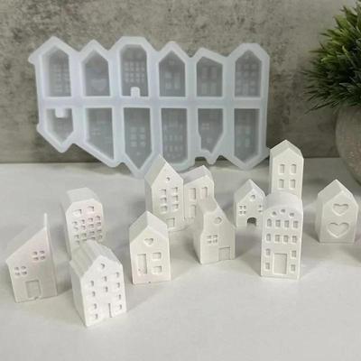 1PC 3D Stile Nordico Piccola Casa Stampo in Silicone 12 Fori Casa Candela Stampi Mini Case Gesso Calcestruzzo Cemento Stampo Aroma Sapone Stampi