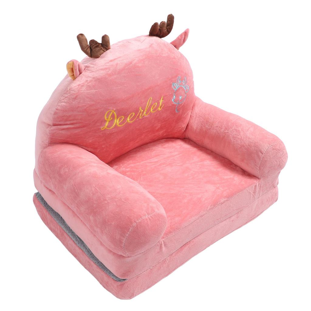 Foldable Sofa Cute Cartoon Shape Comfortable Multifunctional Kids Couch Fold Out for Home Kindergarten 2 Folds