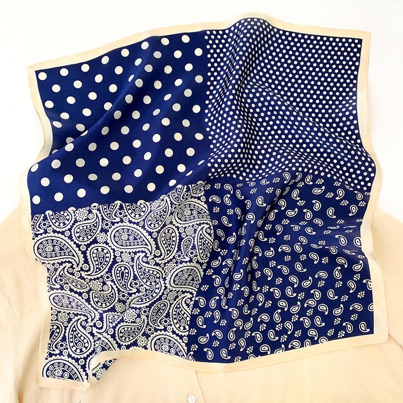 53 * 53cm Sciarpa quadrata piccola in seta di gelso, multifunzionale, professionale, decorazione di moda, sciarpa di seta per la primavera e l'autunno, scialle caldo