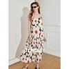 Chuyu Pleated Printed Strappy Maxi Dress