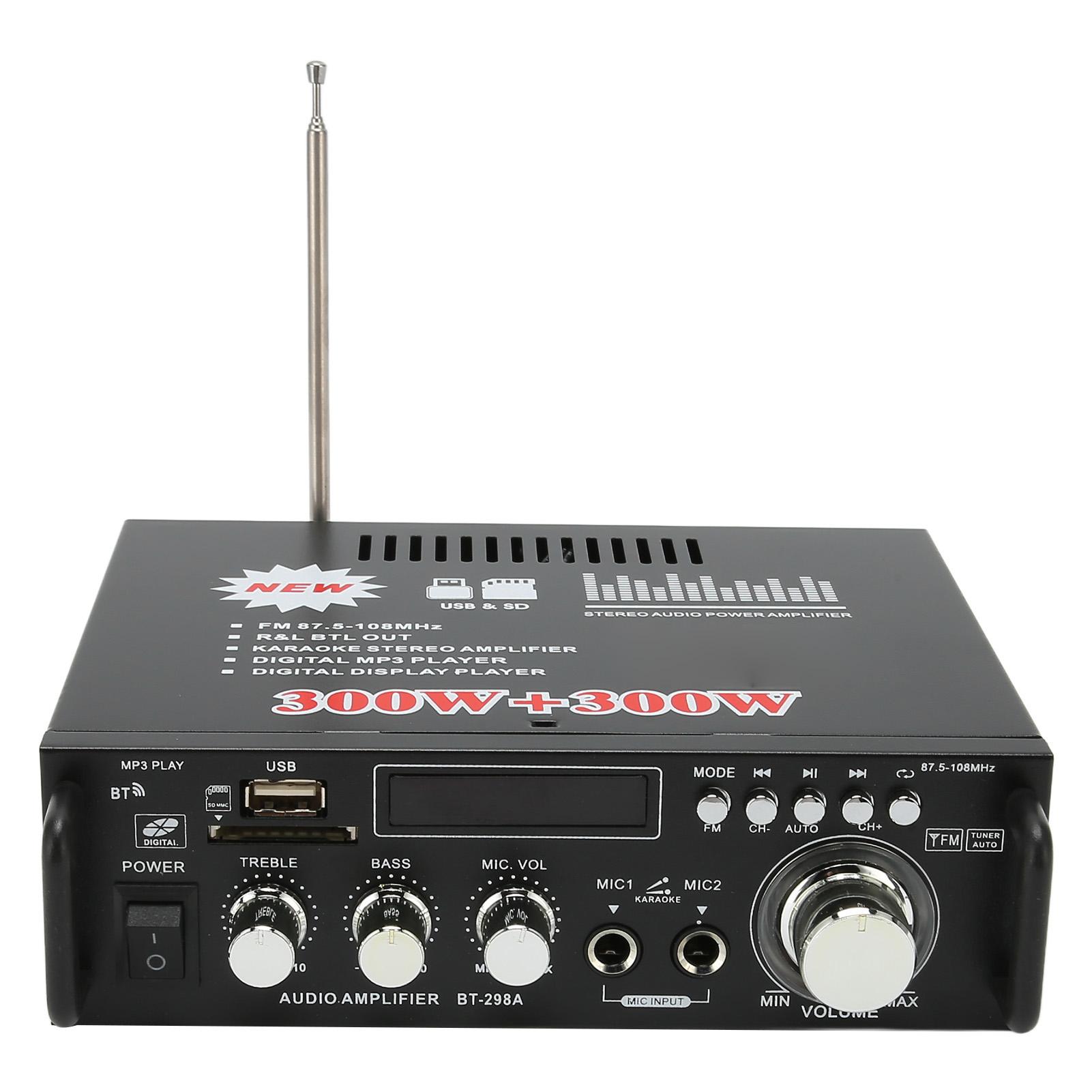 

Усилитель мощности 300 Вт 300 Вт Bluetooth с USB-портом для карты памяти, пультом дистанционного управления, светодиодным дисплеем для дома EU Plug