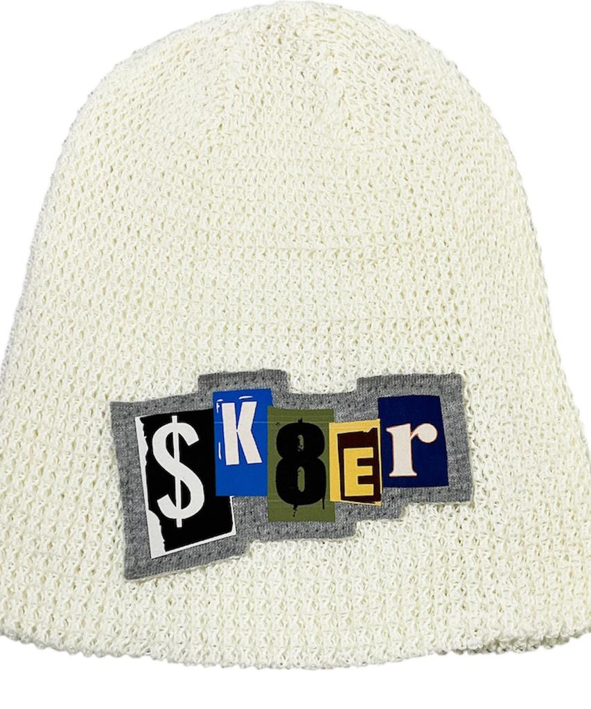 SK8ER ROCK Collage Pop Logo Beanie ((Ivory))