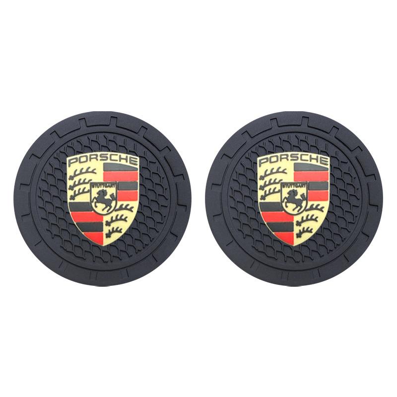 2pcs 7cm Non-slip Car Water Cup Pad For Bottle Holder Car Interior Holders For Porsche Cayenne Panamera Macan 911 718 Cayman 918 WH2
