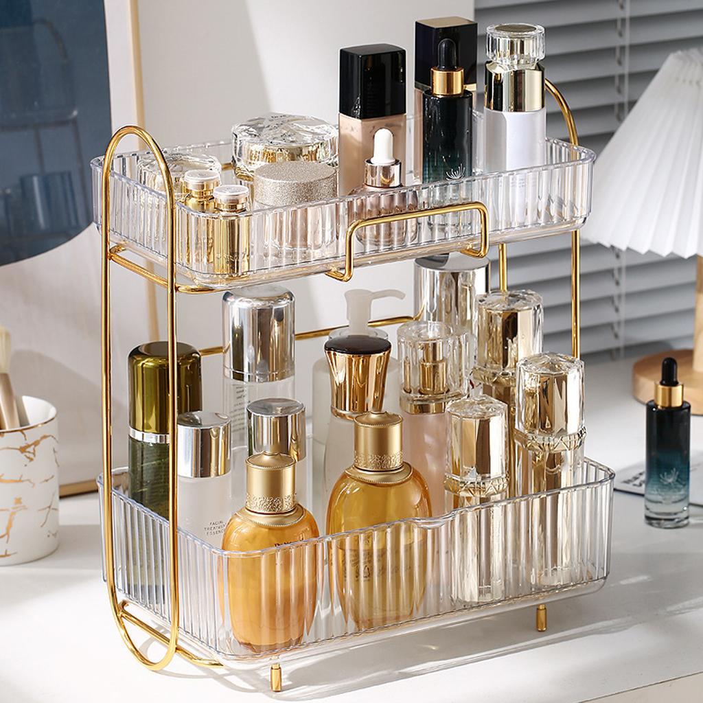 Makeup Organizer 2 Tier Bathroom Countertop Organizer Large Capacity Cosmetic Holder Shelf for Bedroom Dresser