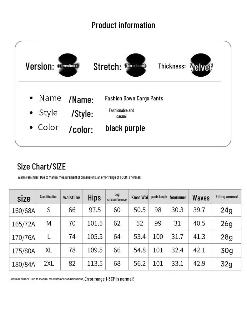 Yalu Women's Winter Warm High-Waist Cargo Down Pants