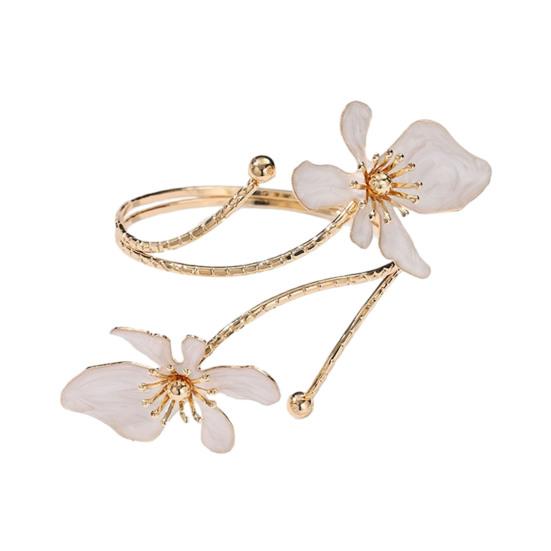 Blumen Armband Armmanschette Damen Oberarmmanschette Verstellbares Offenes Armreif Armband Handgelenk Schmuck für Party Hochzeit Urlaub